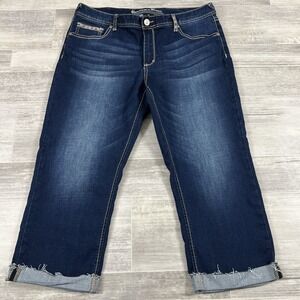 Rhythm In Blues Women's Embellished Studded Embroidered Denim Dark Jeans Size 14